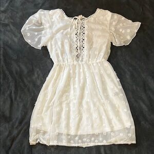 SHEIN White Puff Sleeve Scoop Neck Sundress